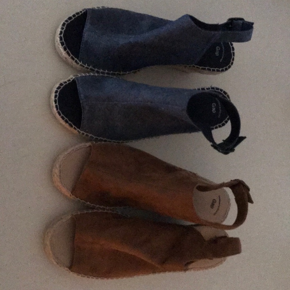 2 pairs, open toe wedge sandals size 8